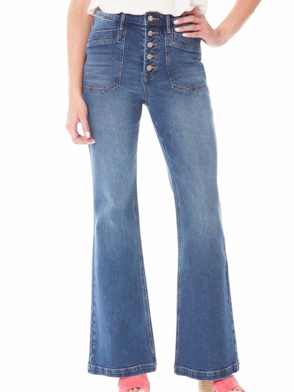 **NWT** Nicole Miller NOMAD High-Rise Button-Fly Flare Jeans -